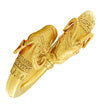 22 Karat Gold Double Bypass Rams&#39; Head Bangle Bracelet -V46497