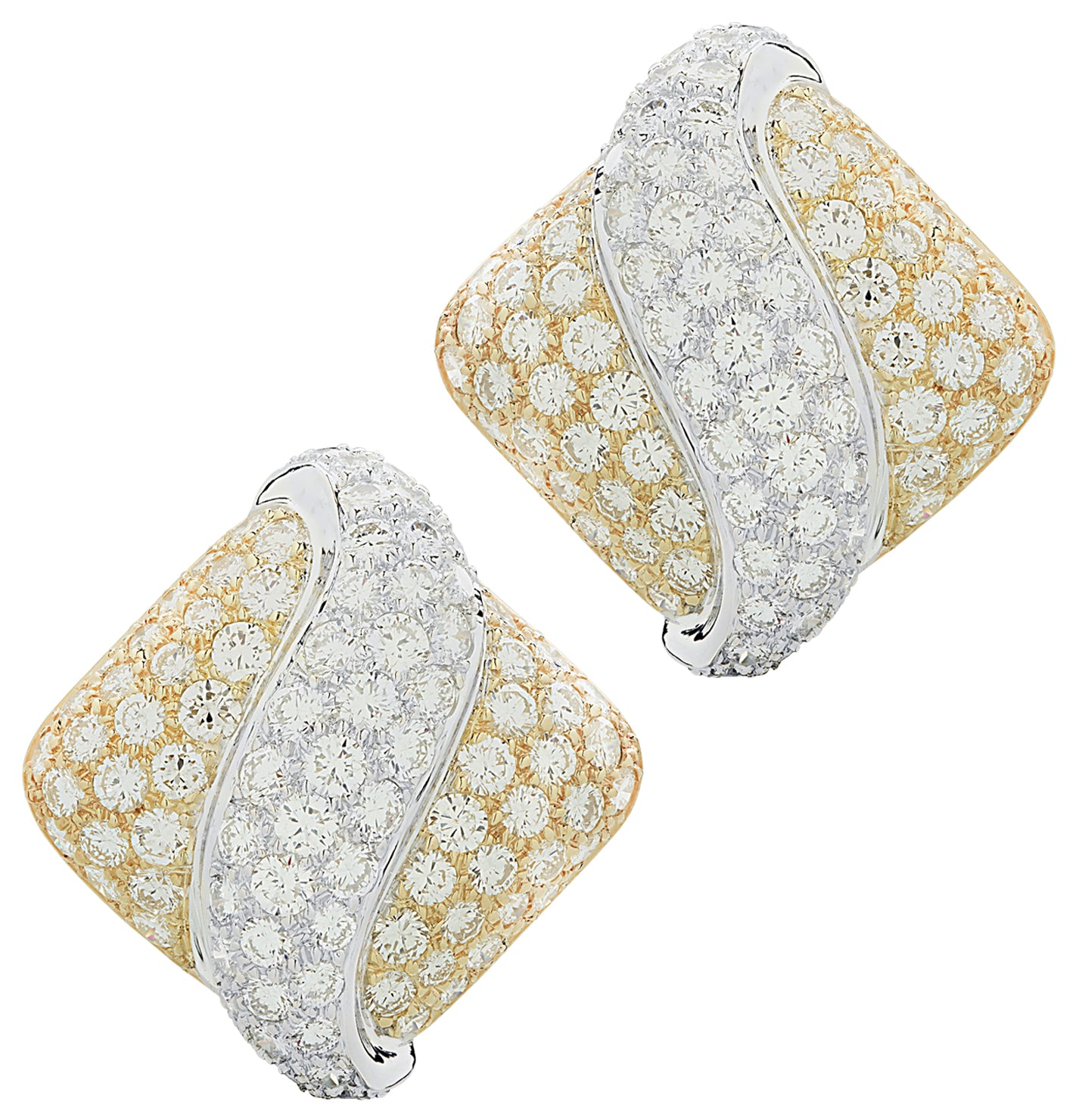 18 Karat Two Tone 11.60 Carat Diamond Earrings -V46498