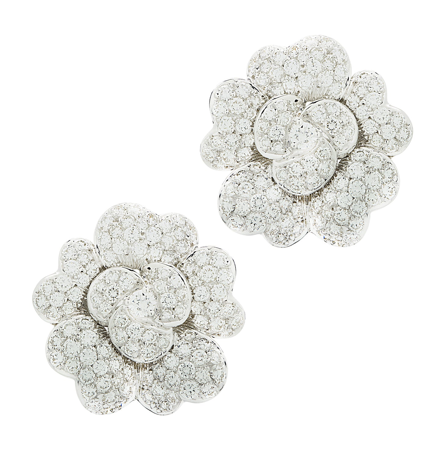 10 Carat Diamond Pave Flower Earrings -V46506