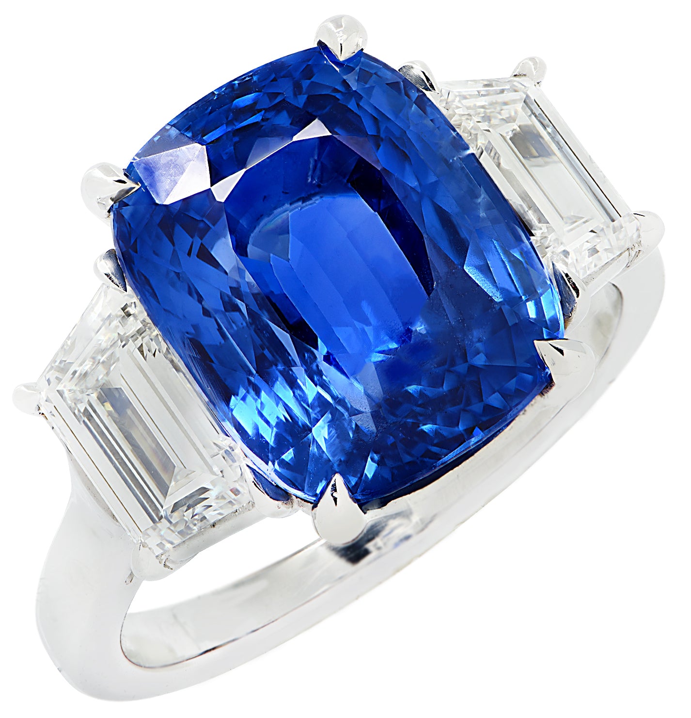 Vivid Diamonds 8.69 Carat No Heat Ceylon Sapphire Diamond Ring -V46558