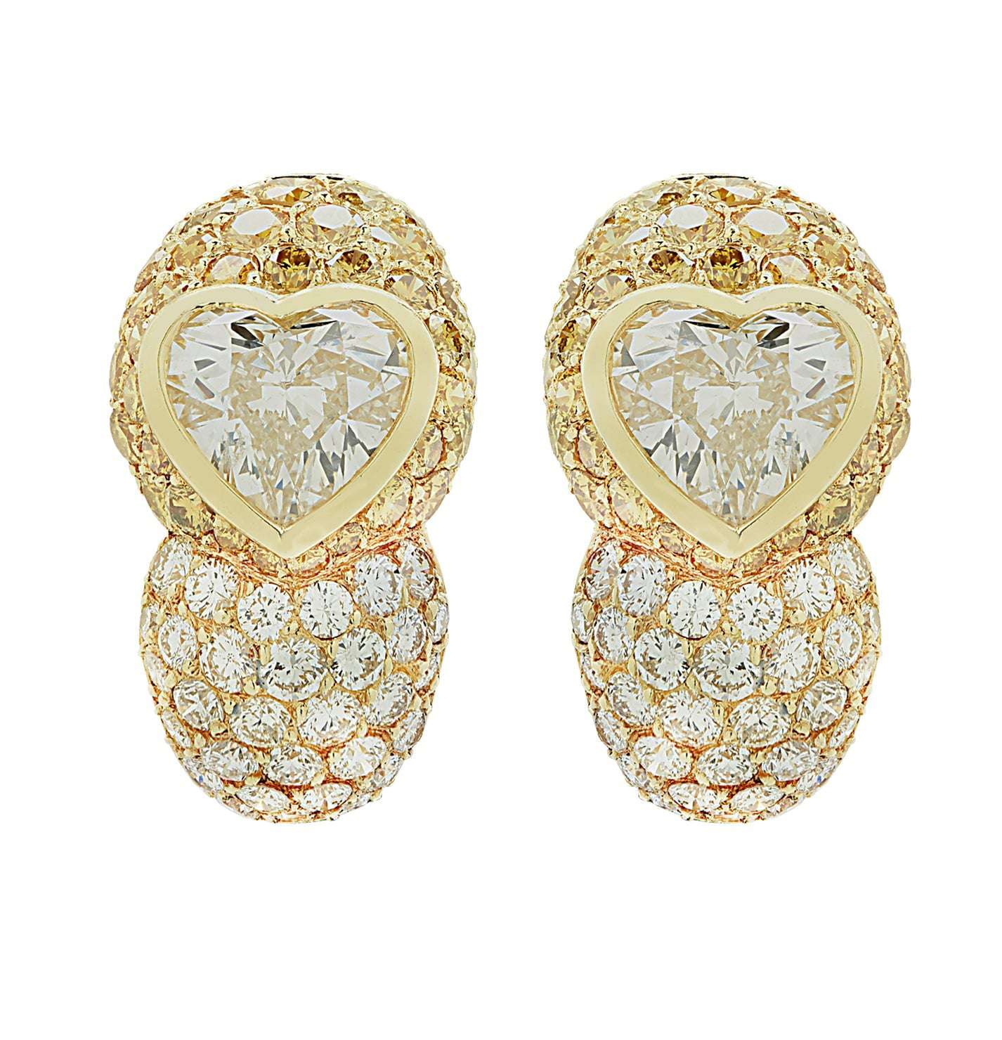 Andre Vassort 4.09 Carat Heart Shape Diamond Bombe Earrings -V46623 Vivid Diamonds