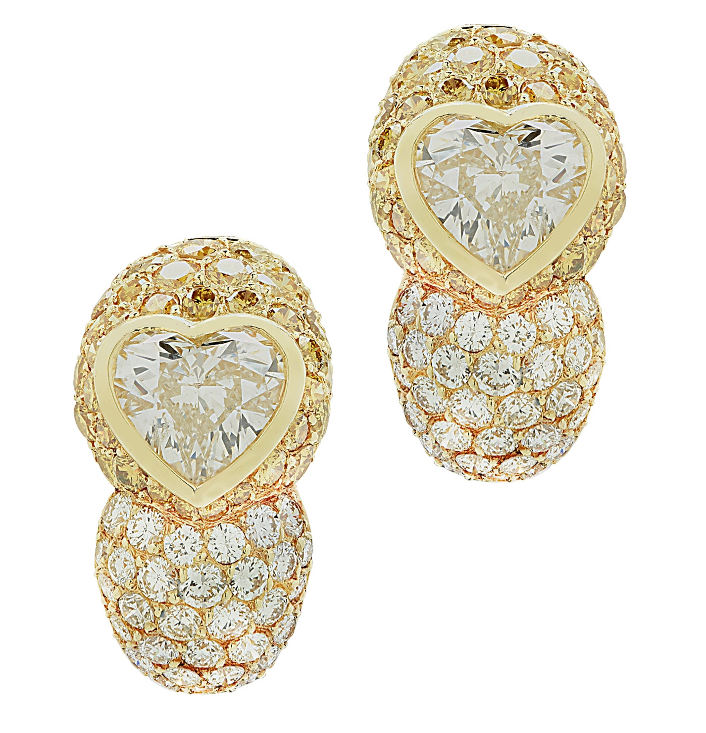 Andre Vassort 4.09 Carat Heart Shape Diamond Bombe Earrings -V46623 - vividdiamonds