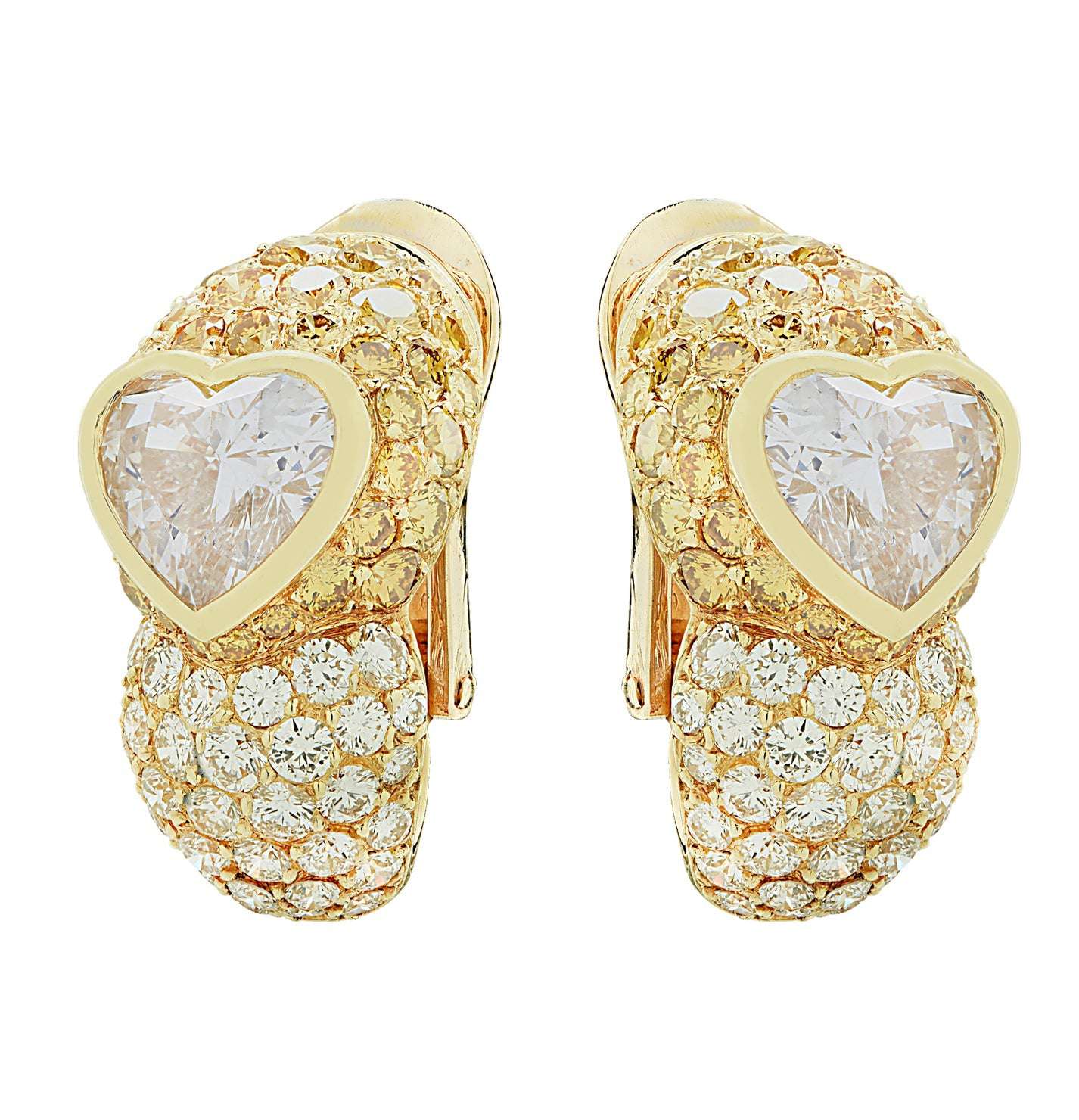 Andre Vassort 4.09 Carat Heart Shape Diamond Bombe Earrings -V46623 Vivid Diamonds