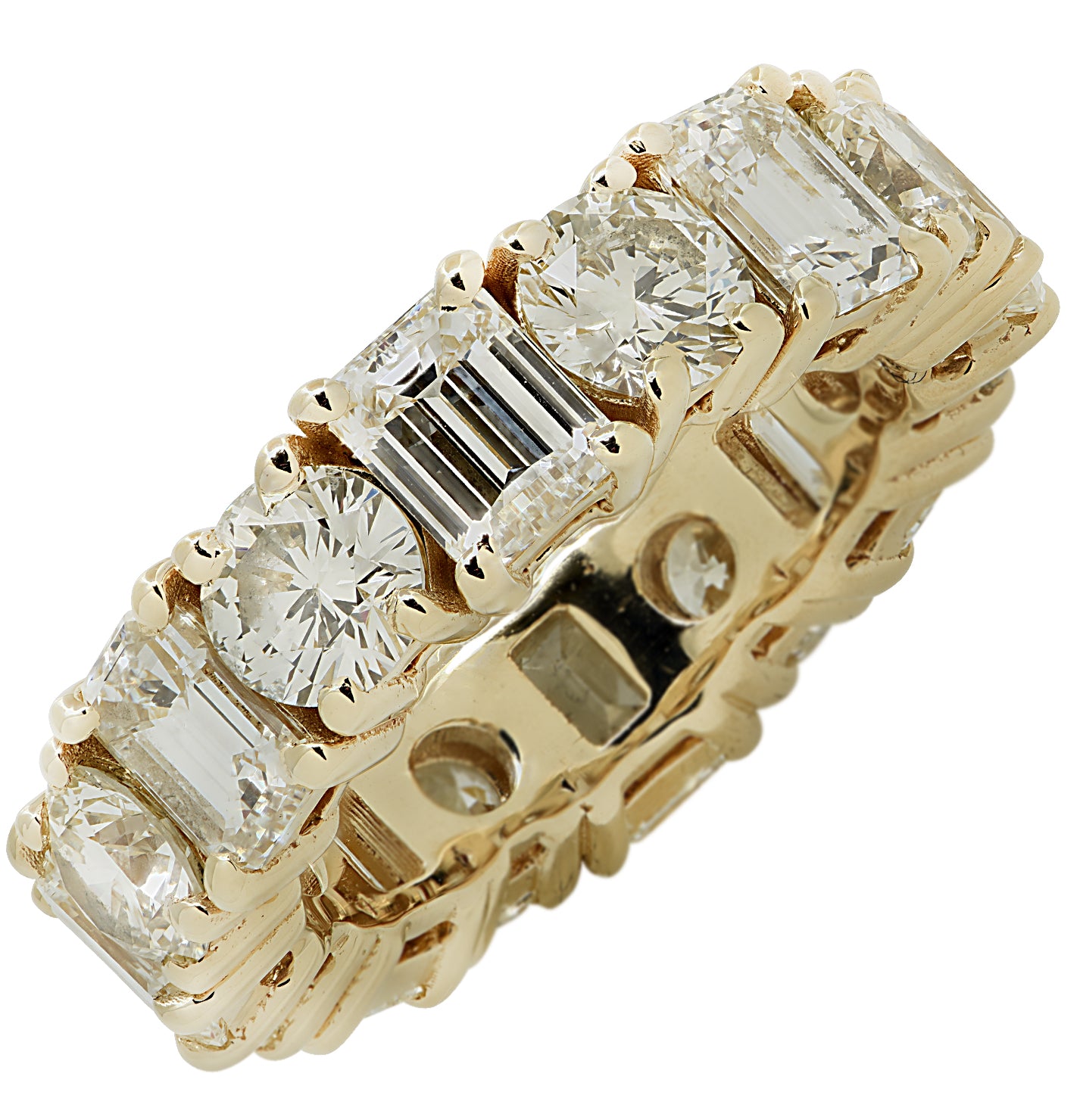 Vivid Diamonds 5.6 Carat Emerald Cut & Round Brilliant Cut Diamond Eternity Band -V47076