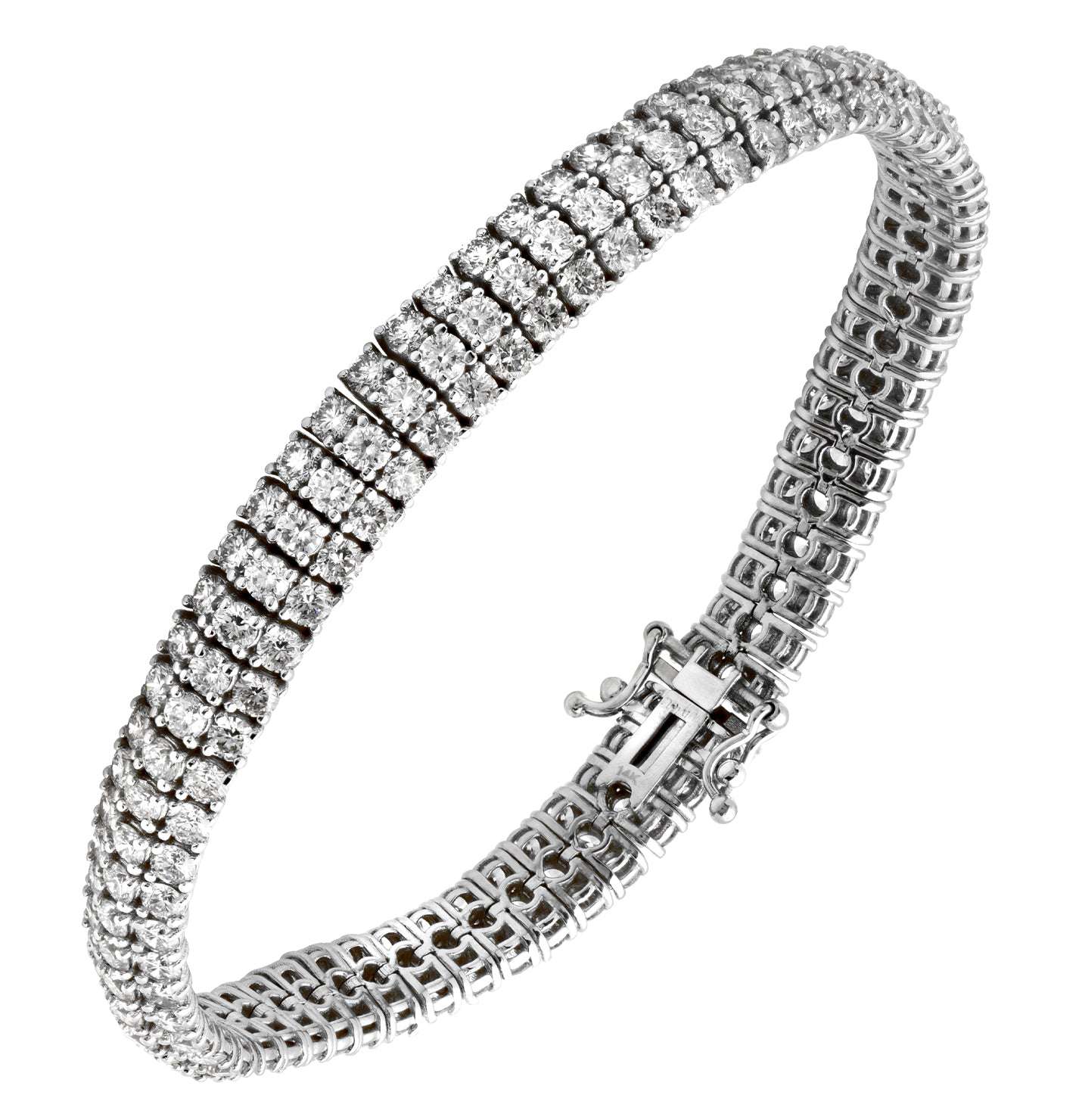 Elegant 11.15ct Round Brilliant Diamond Tennis Bracelet by Vivid Diamonds, featuring a stunning array of 198 hand-set diamonds, showcasing exquisite craftsmanship and luxurious design.