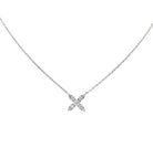 Close-up view of the stunning 14k White Gold Diamond Necklace by Vivid Diamonds with sparkling round diamonds, ideal for luxurious occasions.