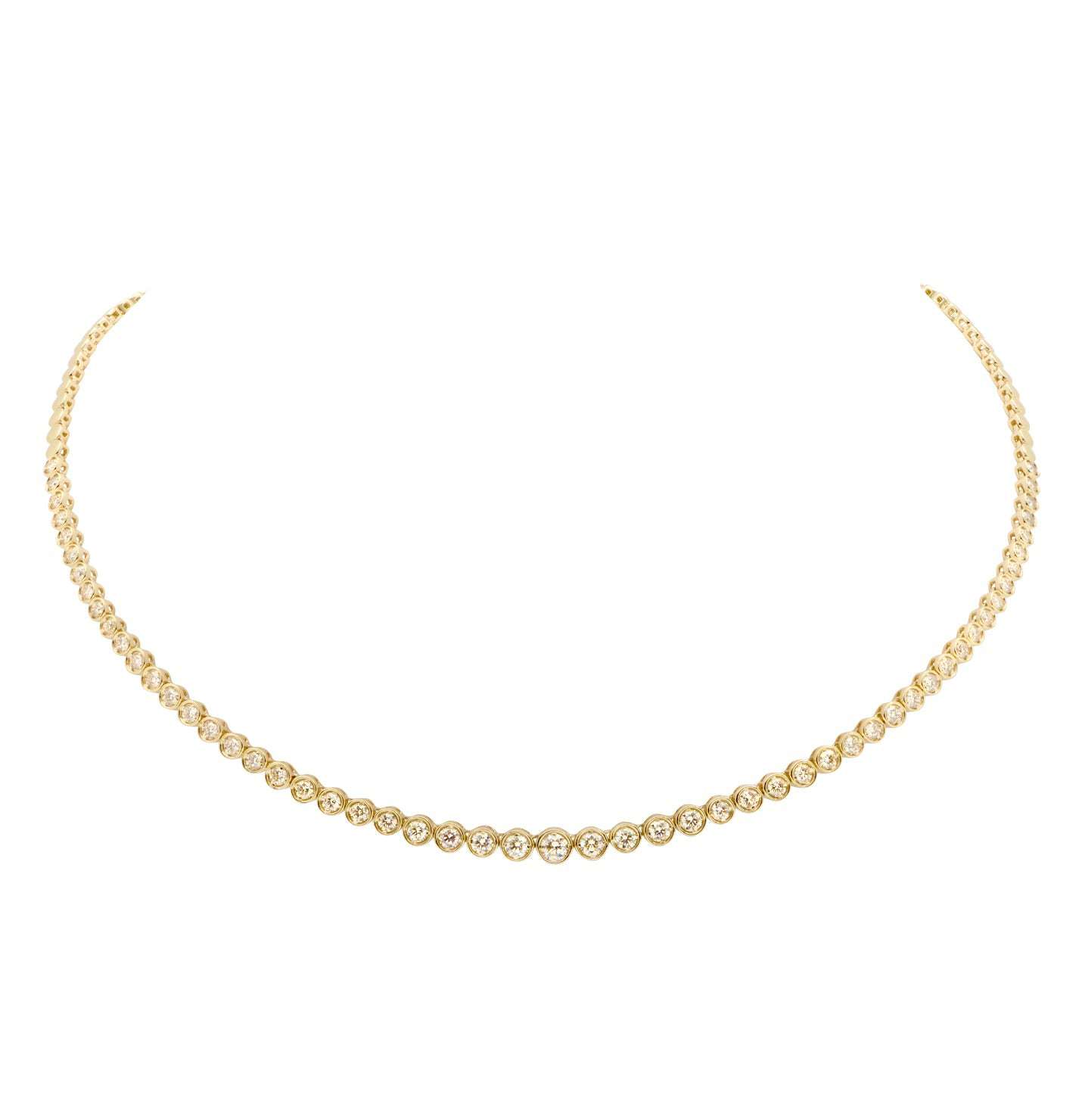 Exquisite 14K Yellow Gold Diamond Necklace featuring 55 brilliant diamonds totaling 3.49 carats by Vivid Diamonds, showcasing a sleek and elegant design that enhances any jewelry collection.