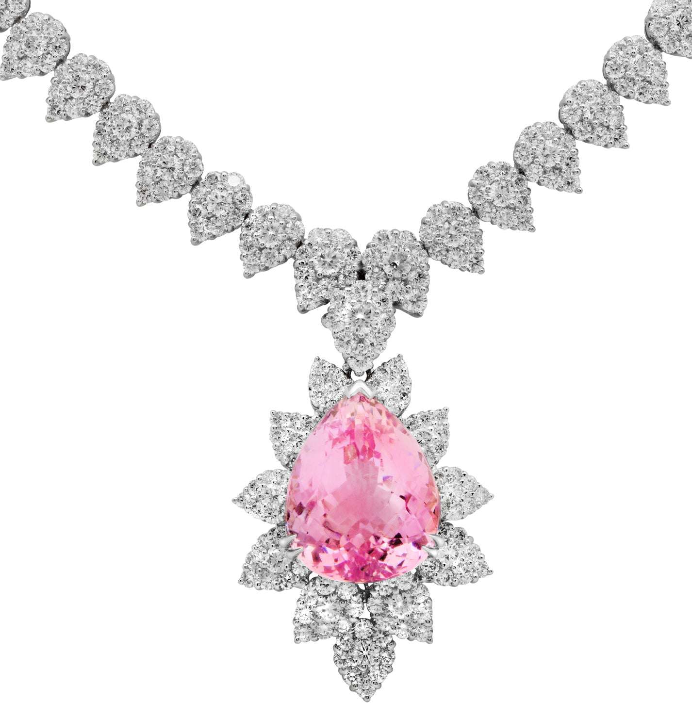Radiant Elegance: 18k White Gold Diamond Necklace with Removable Morganite Pendant – V47340 Vivid Diamonds