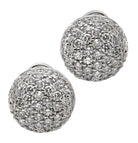 Luxurious 3.50 Carat Round Diamond Stud Earrings in 18k White Gold with Pavé Setting by Vivid Diamonds, showcasing a stunning dome-style design adorned with multiple round brilliant diamonds.
