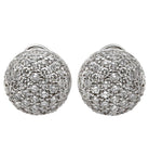 Elegant pair of 3.50 Carat Round Diamond Stud Earrings in 18k White Gold with Pavé Setting by Vivid Diamonds, demonstrating radiant sparkle and timeless beauty.
