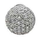 Close-up view of the exquisite 3.50 Carat Round Diamond Stud Earring in 18k White Gold with Pavé Setting by Vivid Diamonds, highlighting the brilliant cut diamonds and intricate craftsmanship.