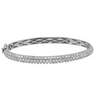 Elegant view of the 3.80 Carat Round Diamond Bangle in 14k White Gold, adorned with 115 brilliant diamonds, exemplifying luxury from Vivid Diamonds.