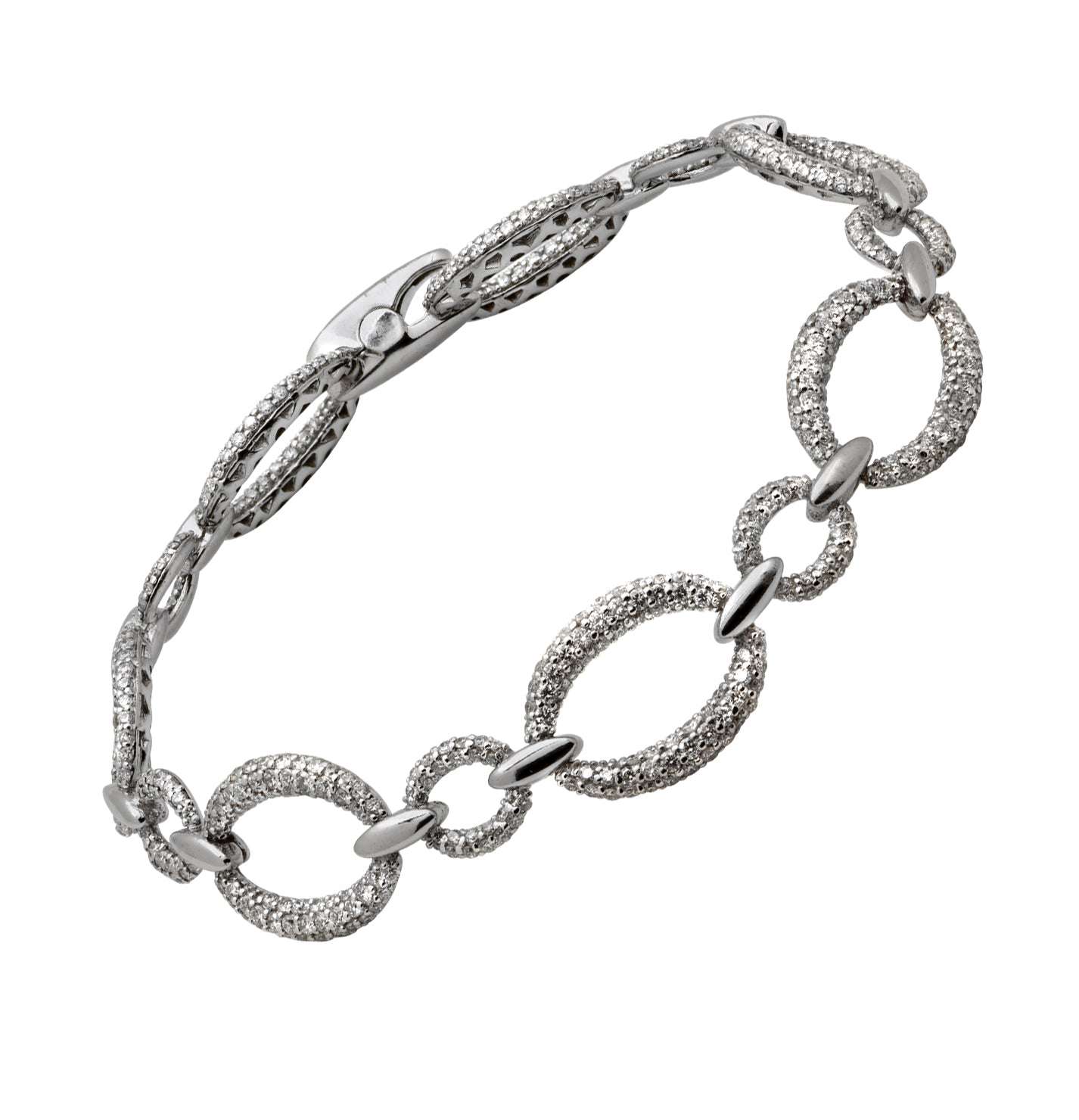 Stunning 14K White Gold Diamond Bracelet by Vivid Diamonds, featuring exquisite craftsmanship with 1.50ct round brilliant diamonds in a stylish open-link design.