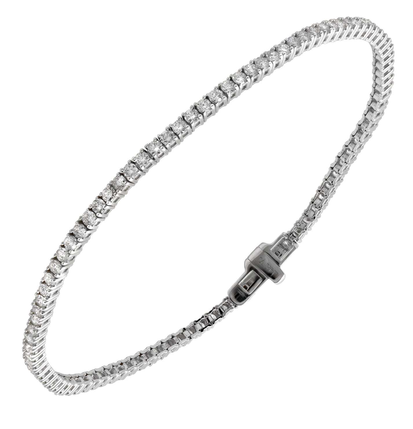 Luxury 14K White Gold Diamond Bracelet by Vivid Diamonds, featuring 93 round brilliant cut diamonds with a total weight of 2.30 carats, showcasing a timeless and elegant design.