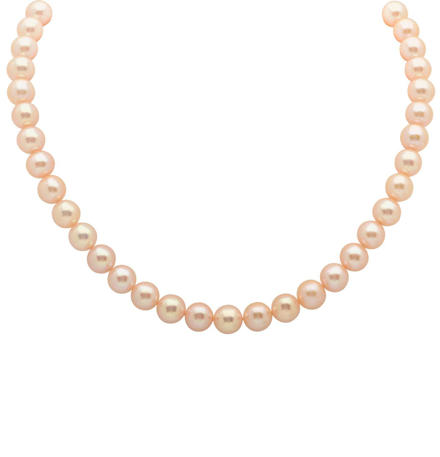 Elegant Pearl Necklace featuring a radiant strand of pearls complemented by a stunning 18K yellow gold heart clasp, a luxurious design by Vivid Diamonds.