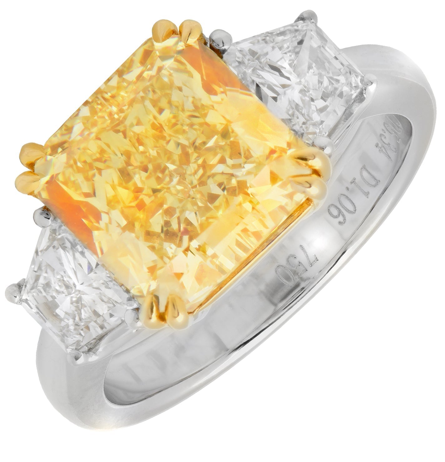 Fancy Yellow Radiant Cut Diamond Ring in Platinum & 18K Yellow Gold – V48085 Vivid Diamonds