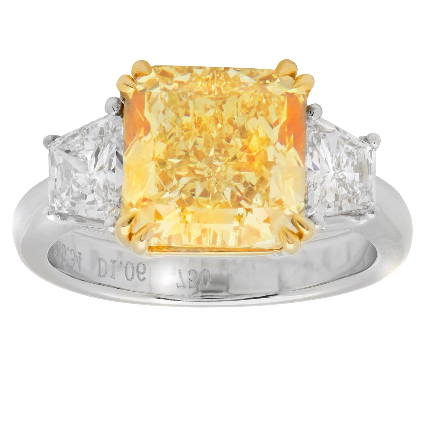 Fancy Yellow Radiant Cut Diamond Ring in Platinum & 18K Yellow Gold – V48085 Vivid Diamonds