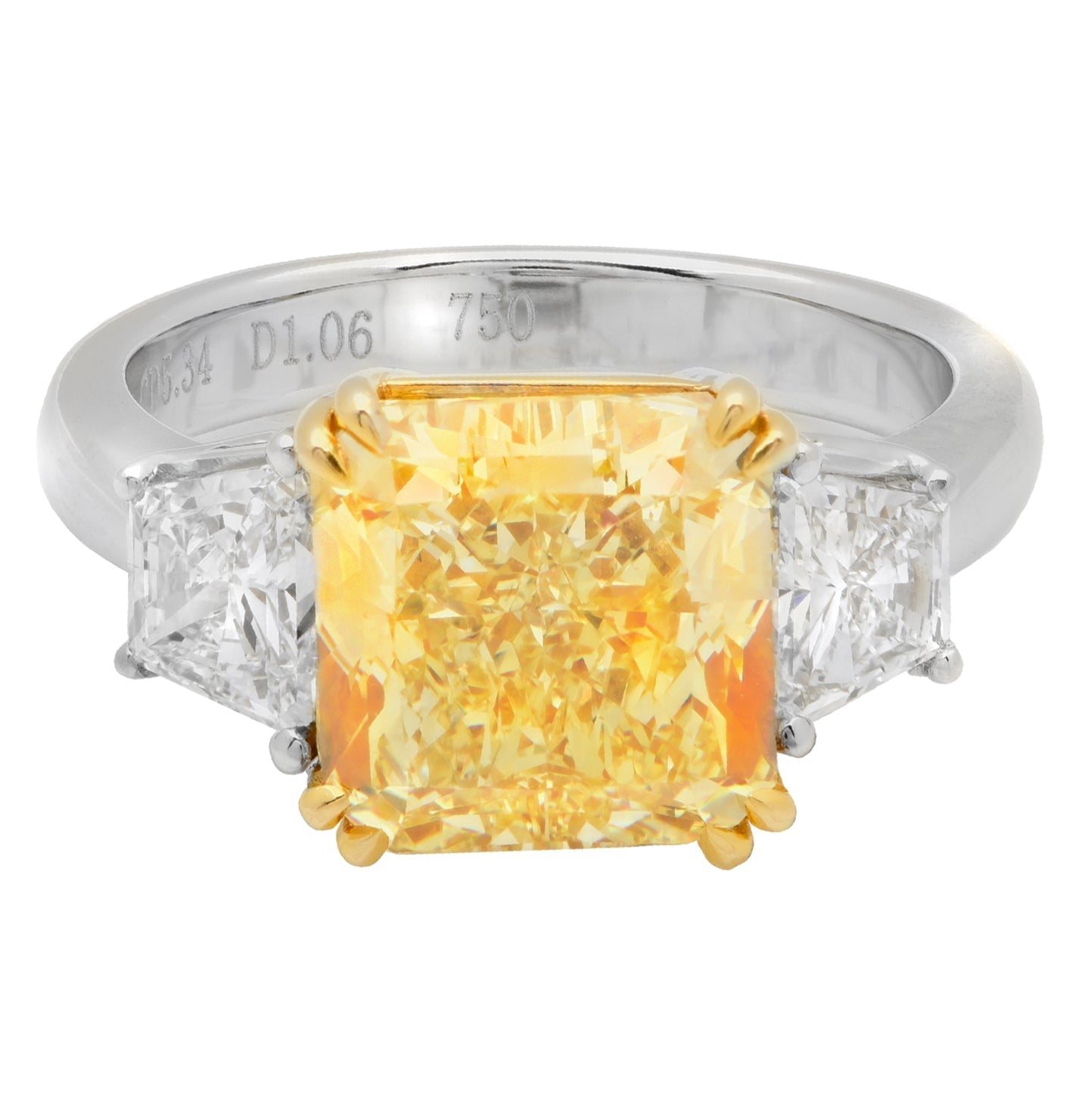 Fancy Yellow Radiant Cut Diamond Ring in Platinum & 18K Yellow Gold – V48085 Vivid Diamonds