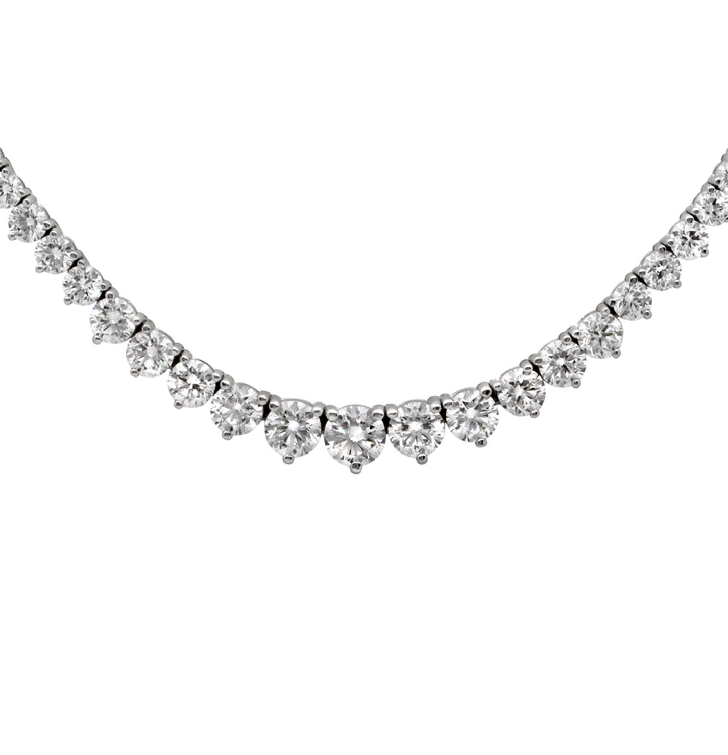 Elegant diamond necklace V48490 by Vivid Diamonds, showcasing a shimmering array of round brilliant cut diamonds in a luxurious design.
