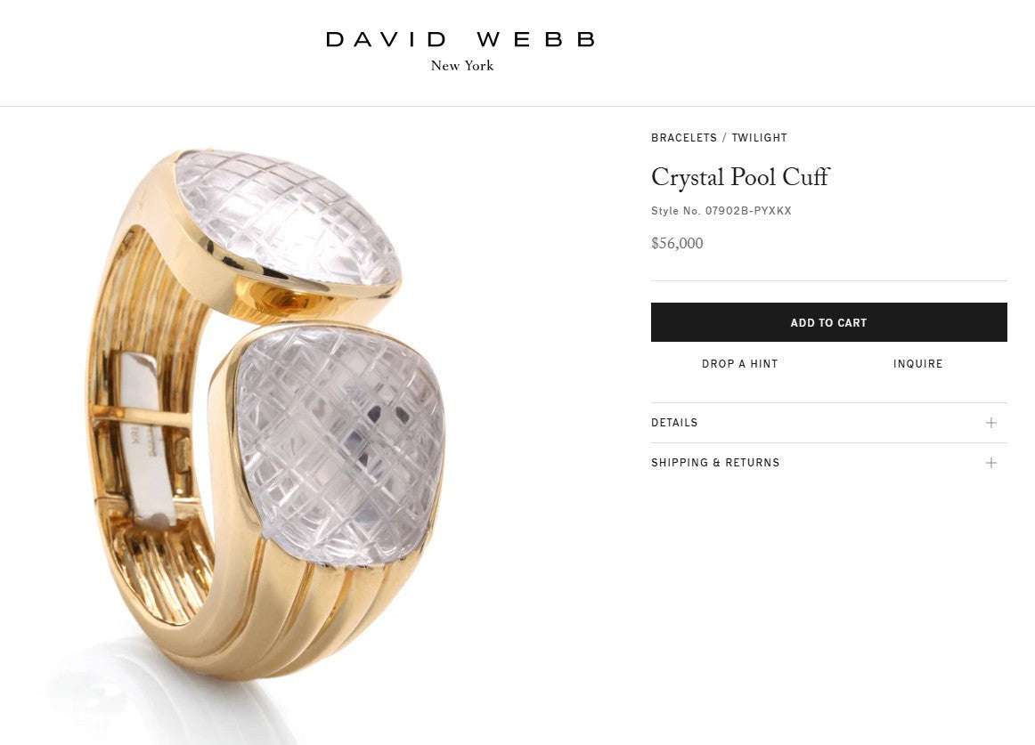 David Webb 18K Yellow Gold & Platinum Rock Crystal Cuff Bangle – V48551 Vivid Diamonds