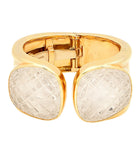 David Webb 18K Yellow Gold & Platinum Rock Crystal Cuff Bangle – V48551 Vivid Diamonds