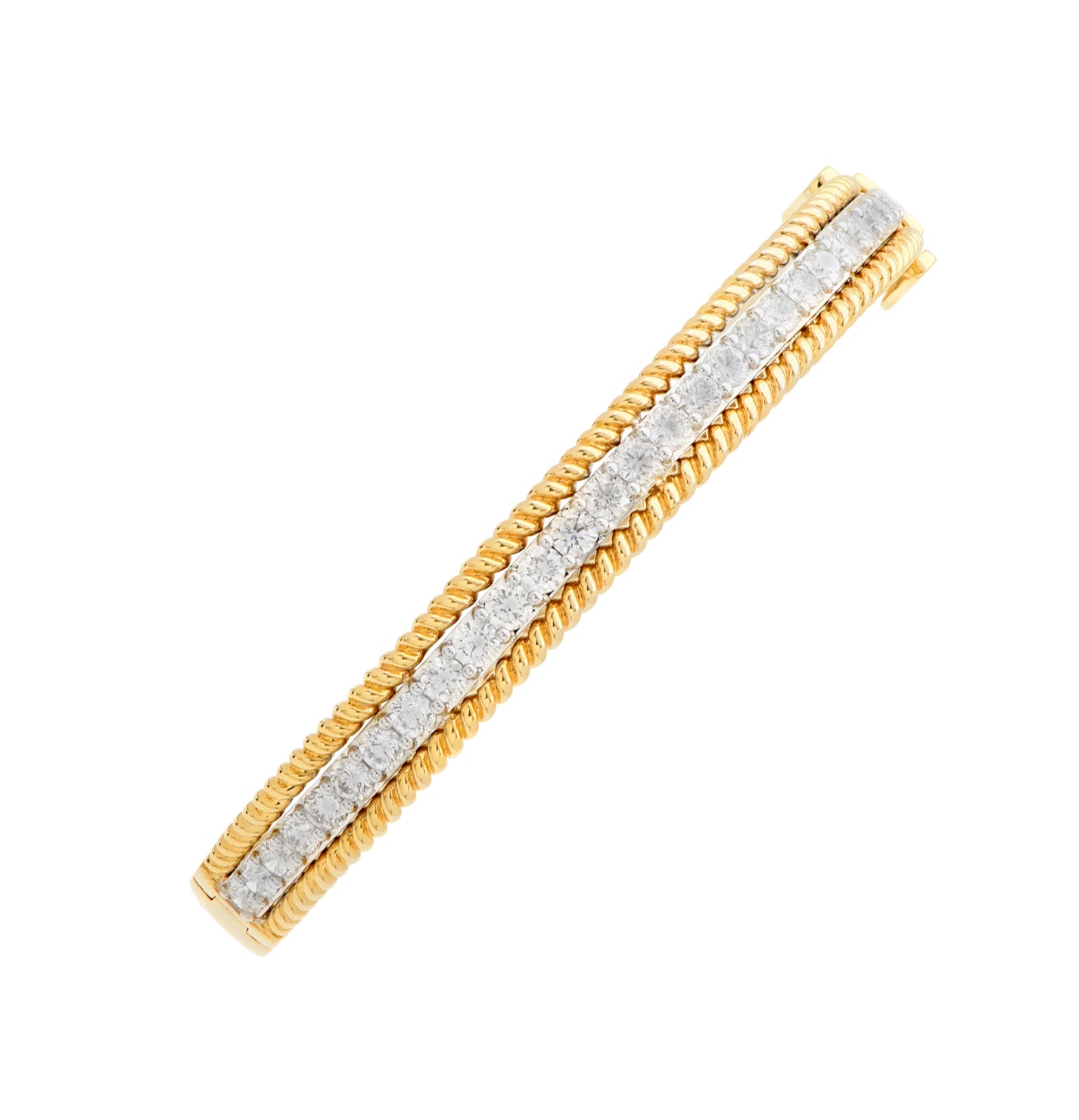 Diamond Bangle in 14K Yellow & White Gold – 2.62ct Round Brilliant Diamonds – V48579 - Vivid Diamonds