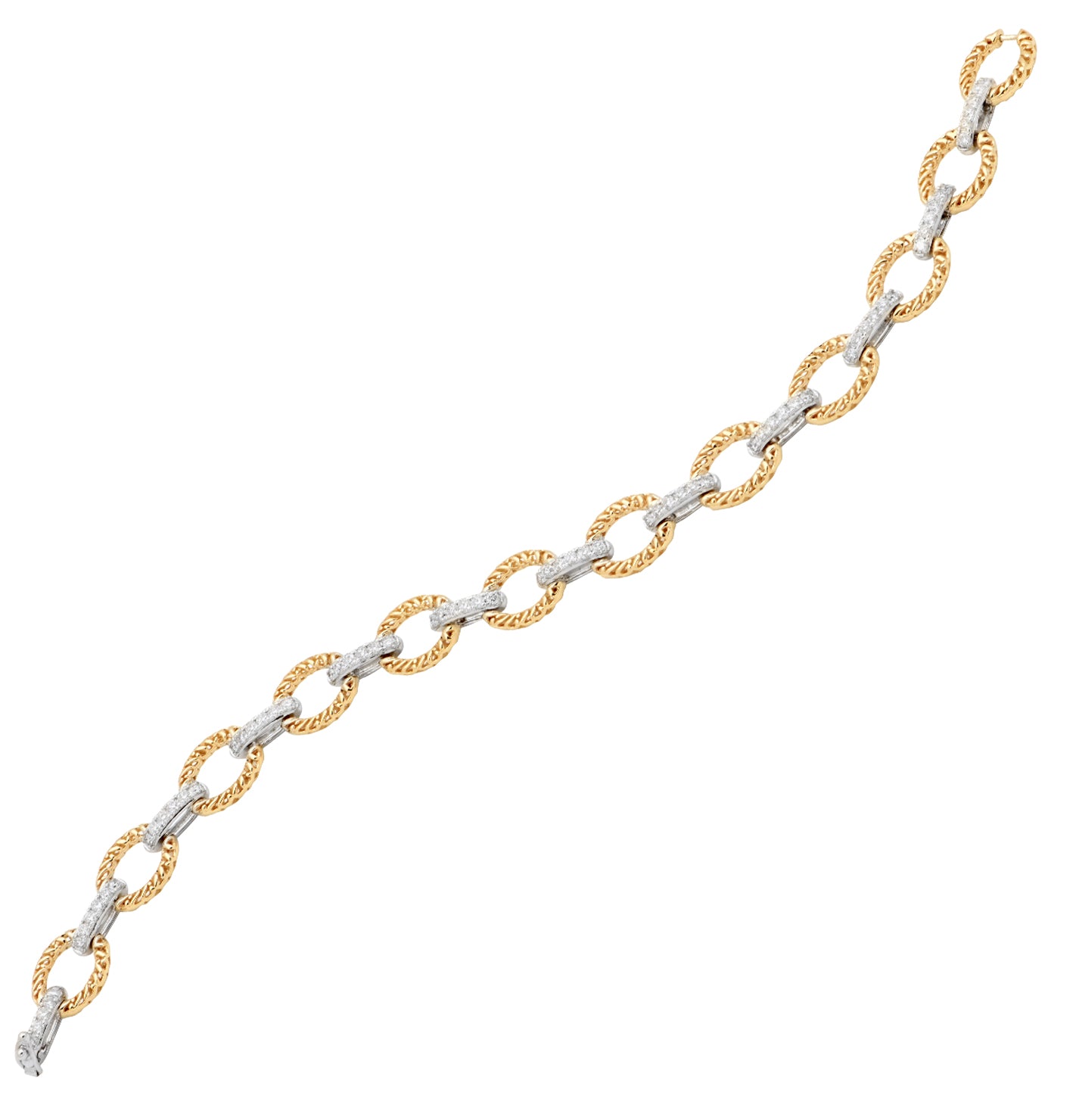 Diamond Link Bracelet in 14K Yellow & White Gold – 1.20ct Round Brilliant Diamonds – V48582 - Vivid Diamonds