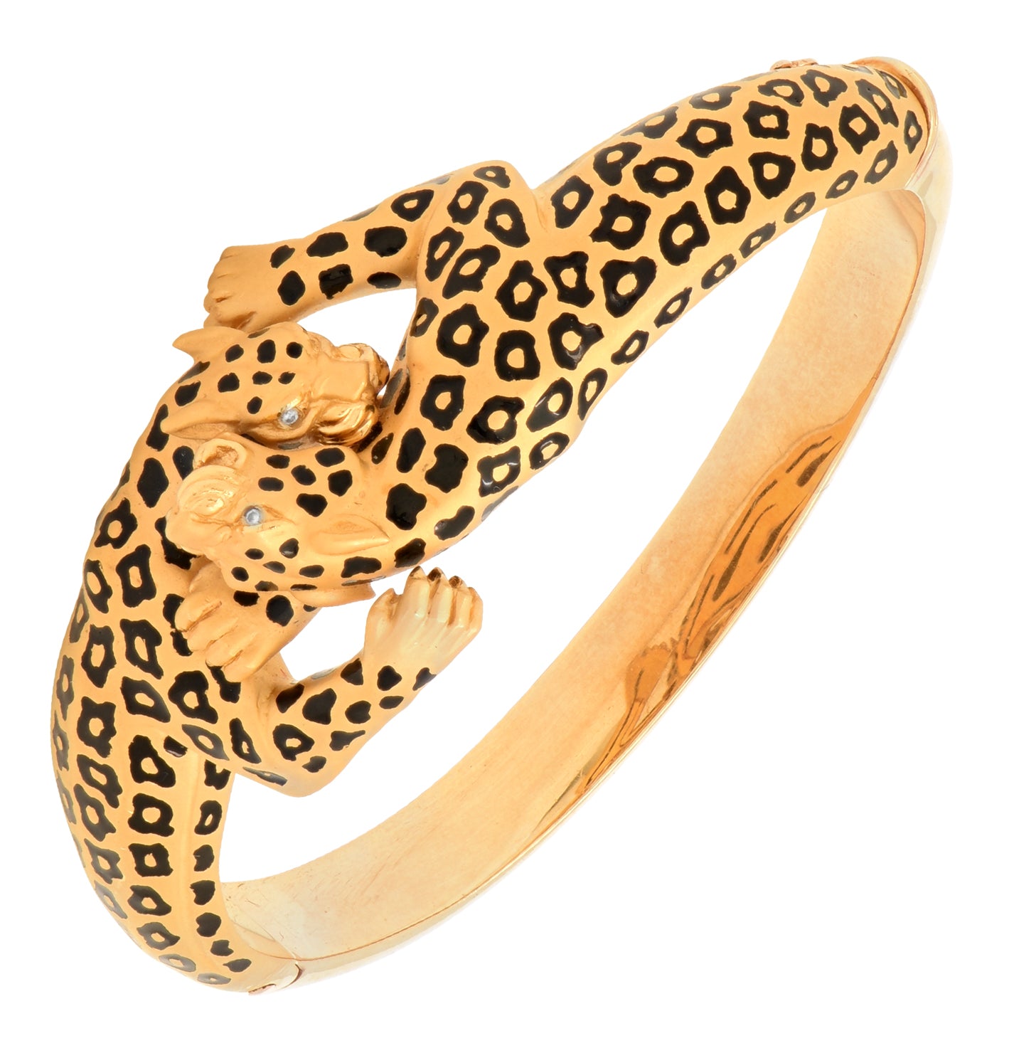 Carrera Panther Motif Bangle in 18K Yellow Gold – V48681 - Vivid Diamonds