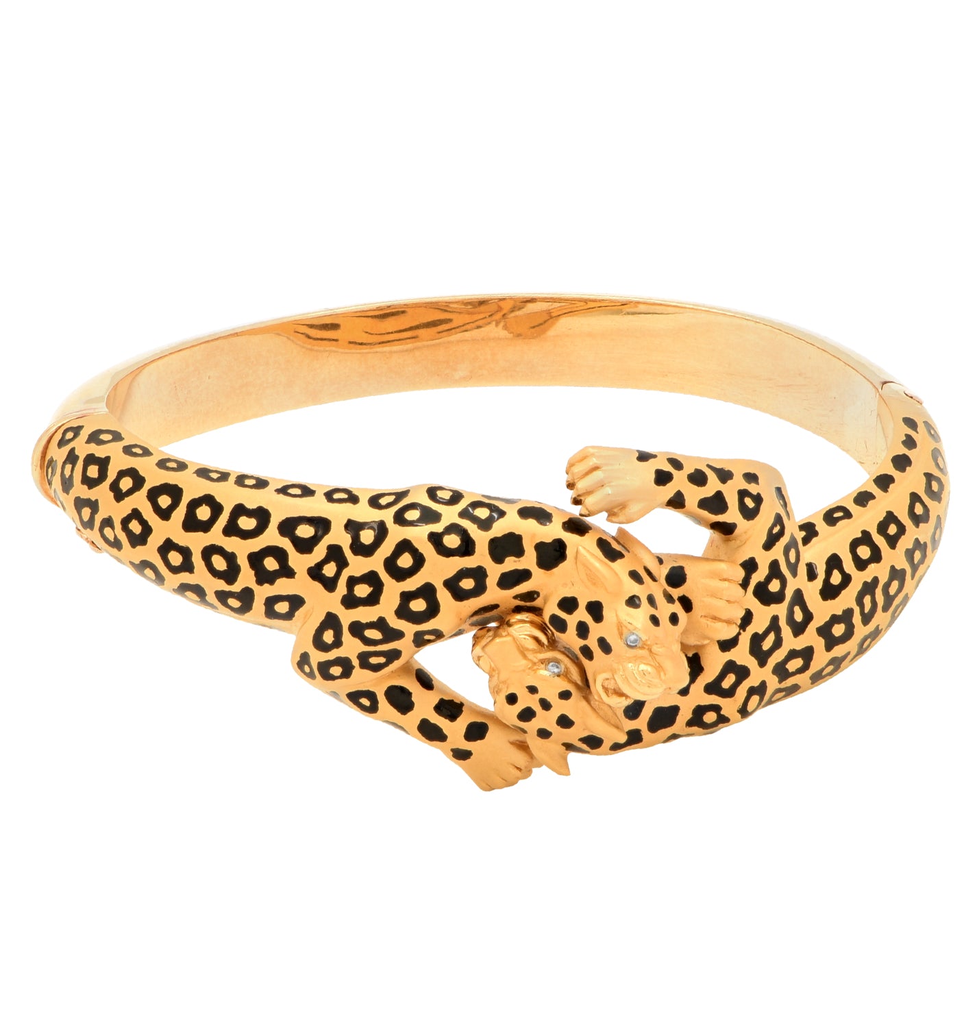 Carrera Panther Motif Bangle in 18K Yellow Gold – V48681 - Vivid Diamonds