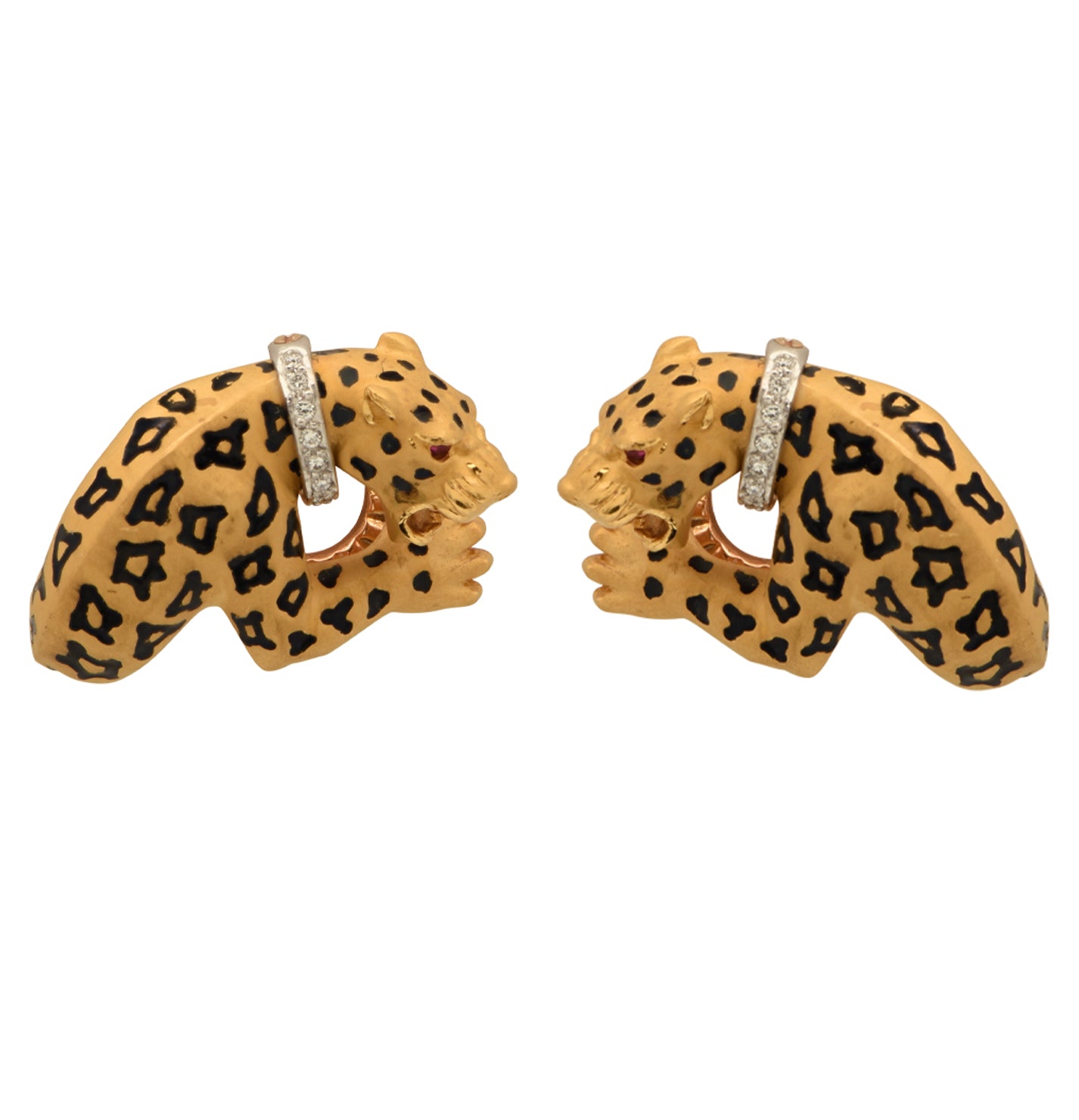 Carrera Panther Motif Stud Earrings in 18K Yellow Gold – V48682 - Vivid Diamonds