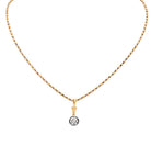 Stunning Golden Solitaire 1.70ct European Cut Diamond Necklace by Vivid Diamonds, exuding vintage charm and luxurious craftsmanship.
