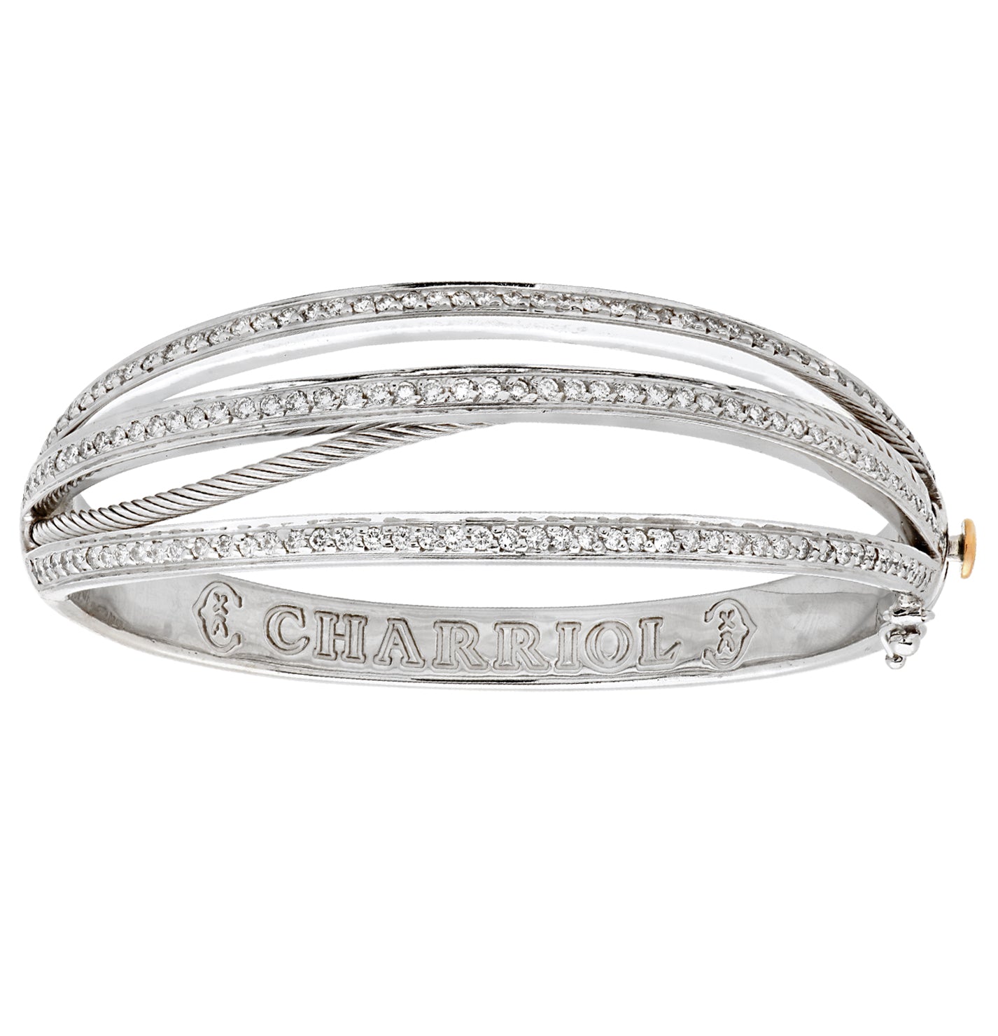Chariol Diamond Bangle in 18K White Gold with 3.00 Carats of Round Brilliant Diamonds – V49042