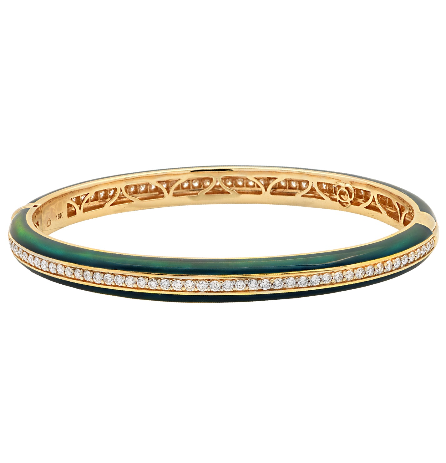 18K Yellow Gold and Diamond Bracelet with Green Ceramic – V49095