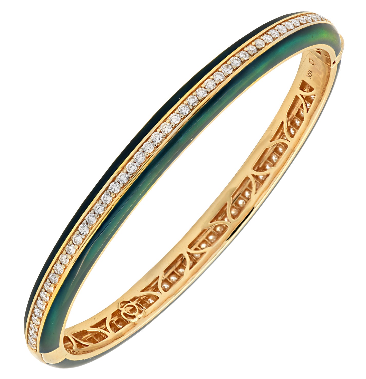 18K Yellow Gold and Diamond Bracelet with Green Ceramic – V49095