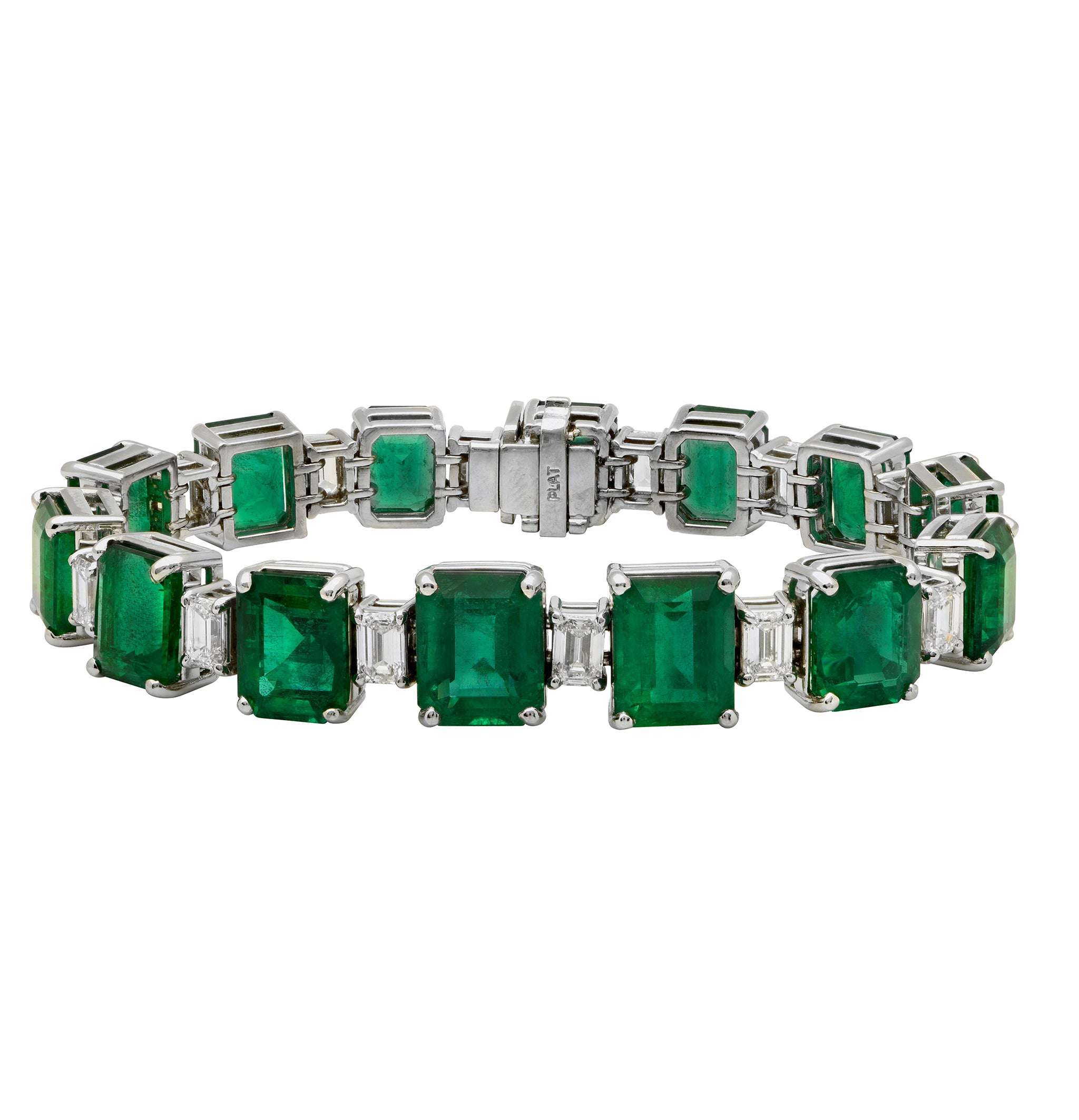 47ct Emerald and Diamond Bracelet in Platinum - V49395 Vivid Diamonds