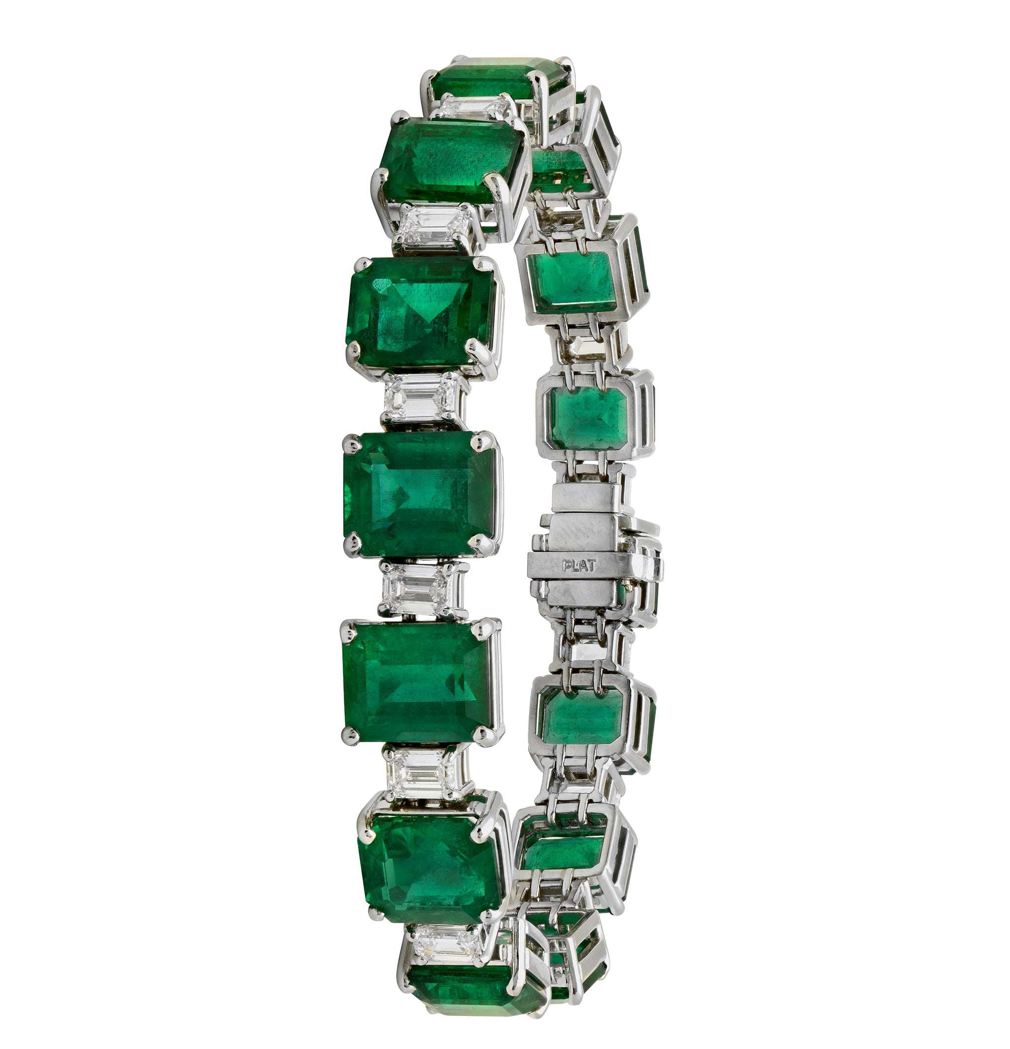 47ct Emerald and Diamond Bracelet in Platinum - V49395 Vivid Diamonds