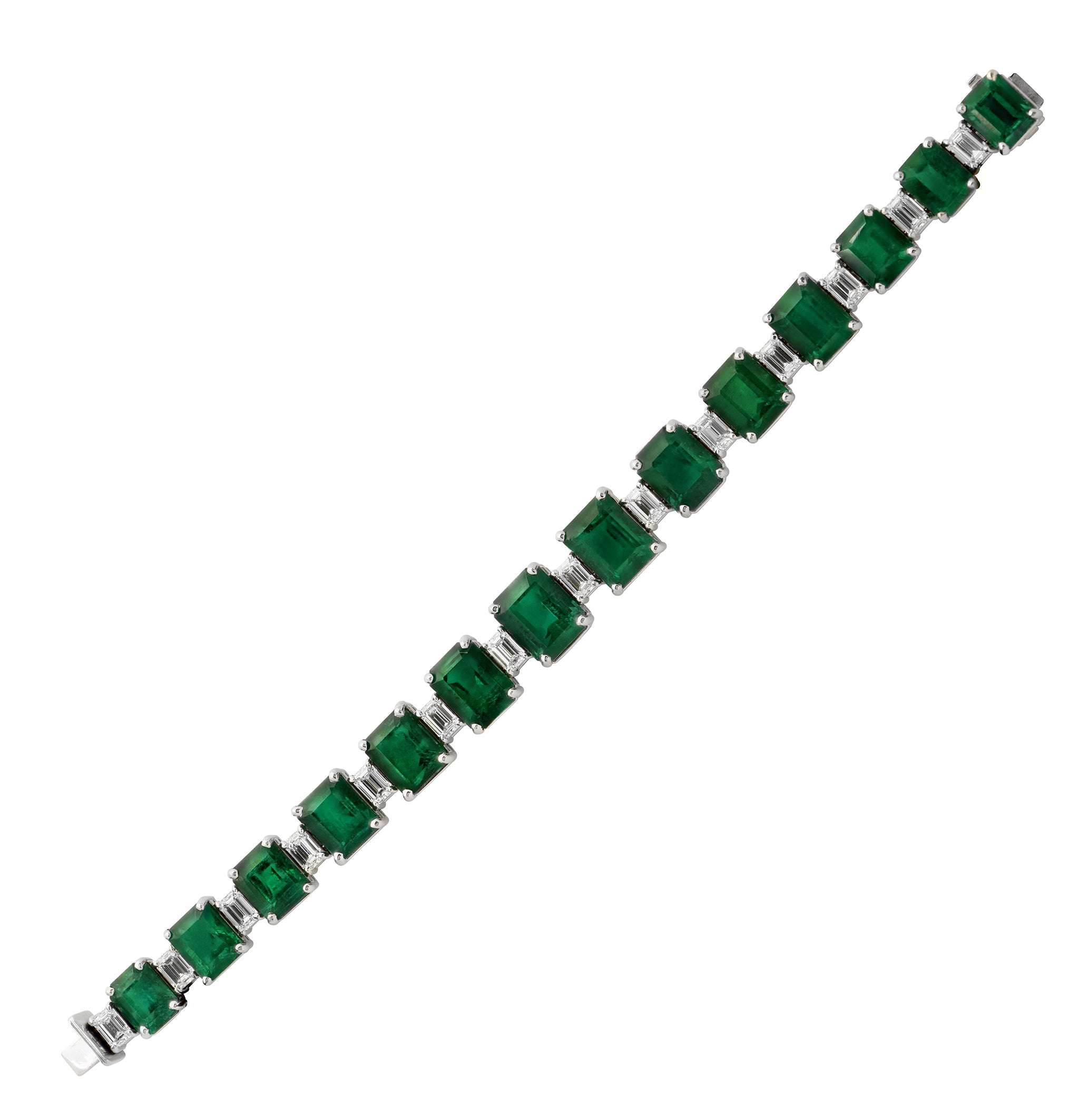 47ct Emerald and Diamond Bracelet in Platinum - V49395 Vivid Diamonds