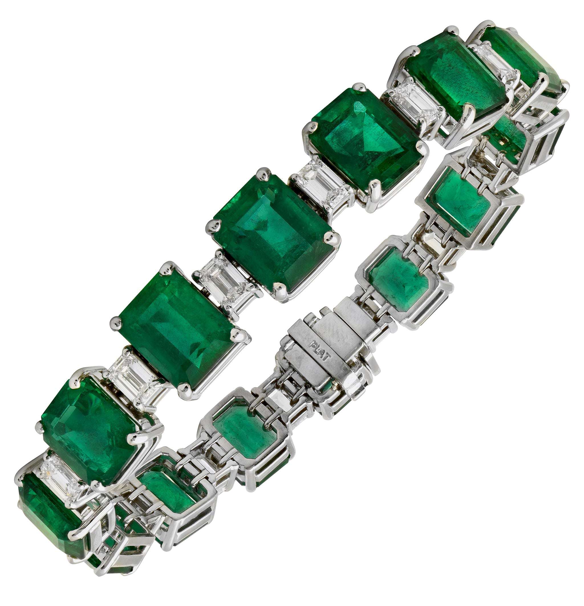 47ct Emerald and Diamond Bracelet in Platinum - V49395 Vivid Diamonds