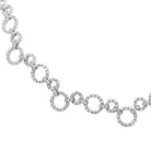 Close-up view of the VIVID 3.66ct Pavé Diamond Circle Necklace in 18k White Gold, emphasizing the intricate pavé-set design by Vivid Diamonds.