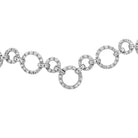 Detail shot of the VIVID 3.66ct Pavé Diamond Circle Necklace in 18k White Gold, highlighting the graduated diamond accents and elegant craftsmanship by Vivid Diamonds.