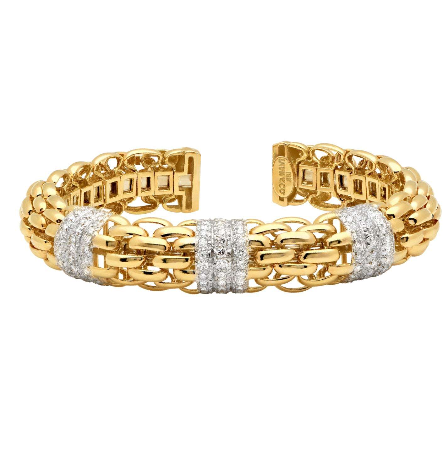 Elegant 18k Yellow & White Gold Diamond Link Bracelet featuring 2.00ct Round Brilliants by Vivid Diamonds, a sophisticated piece for any occasion.