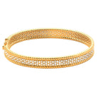 Close-up view of the Exquisite 293-Diamond 18K Yellow Gold Bracelet by Vivid Diamonds, featuring a stunning arrangement of diamonds in a gold setting.
