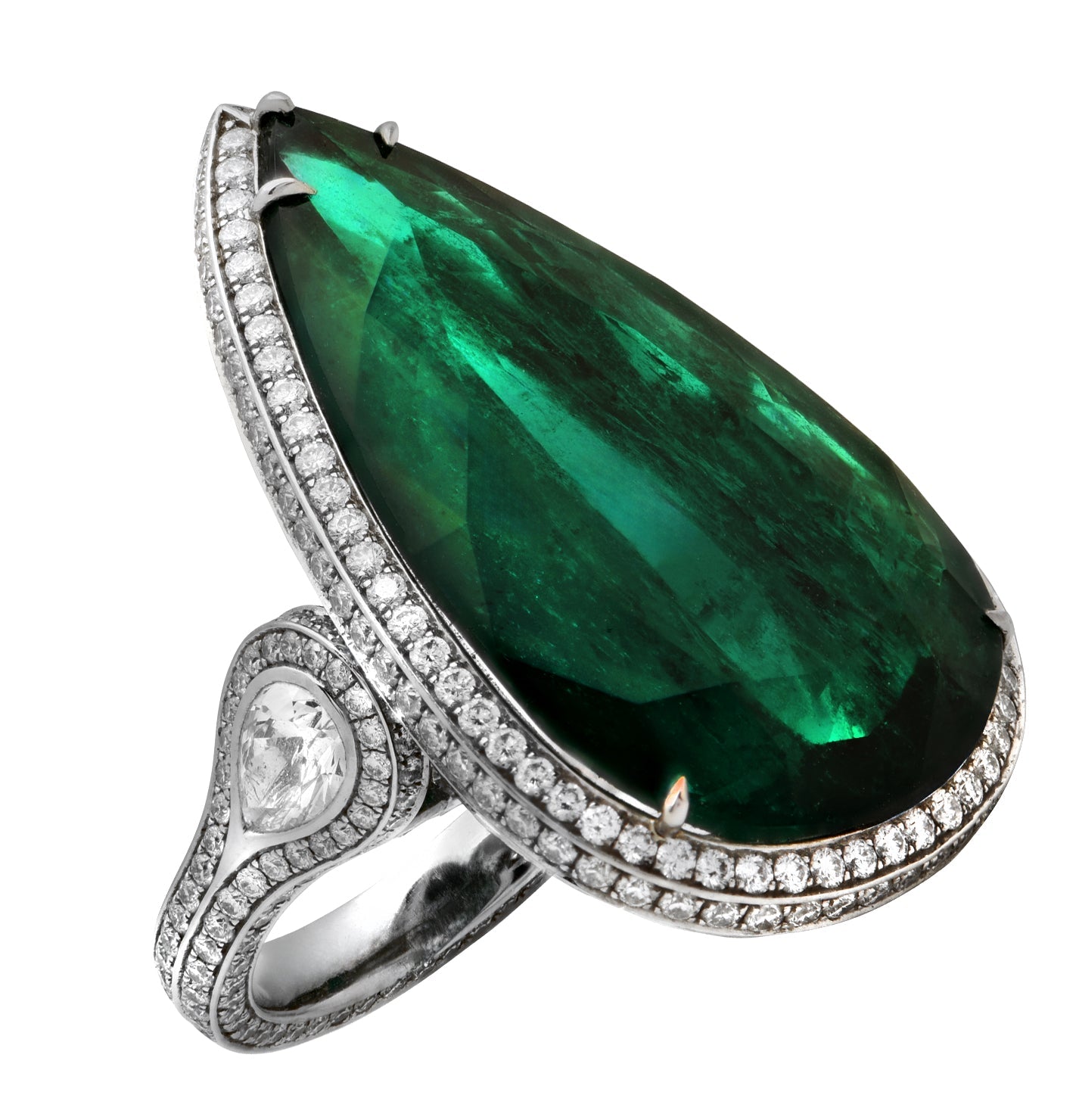 20.47ct Emerald & Diamond Platinum Ring – V49962 Vivid Diamonds