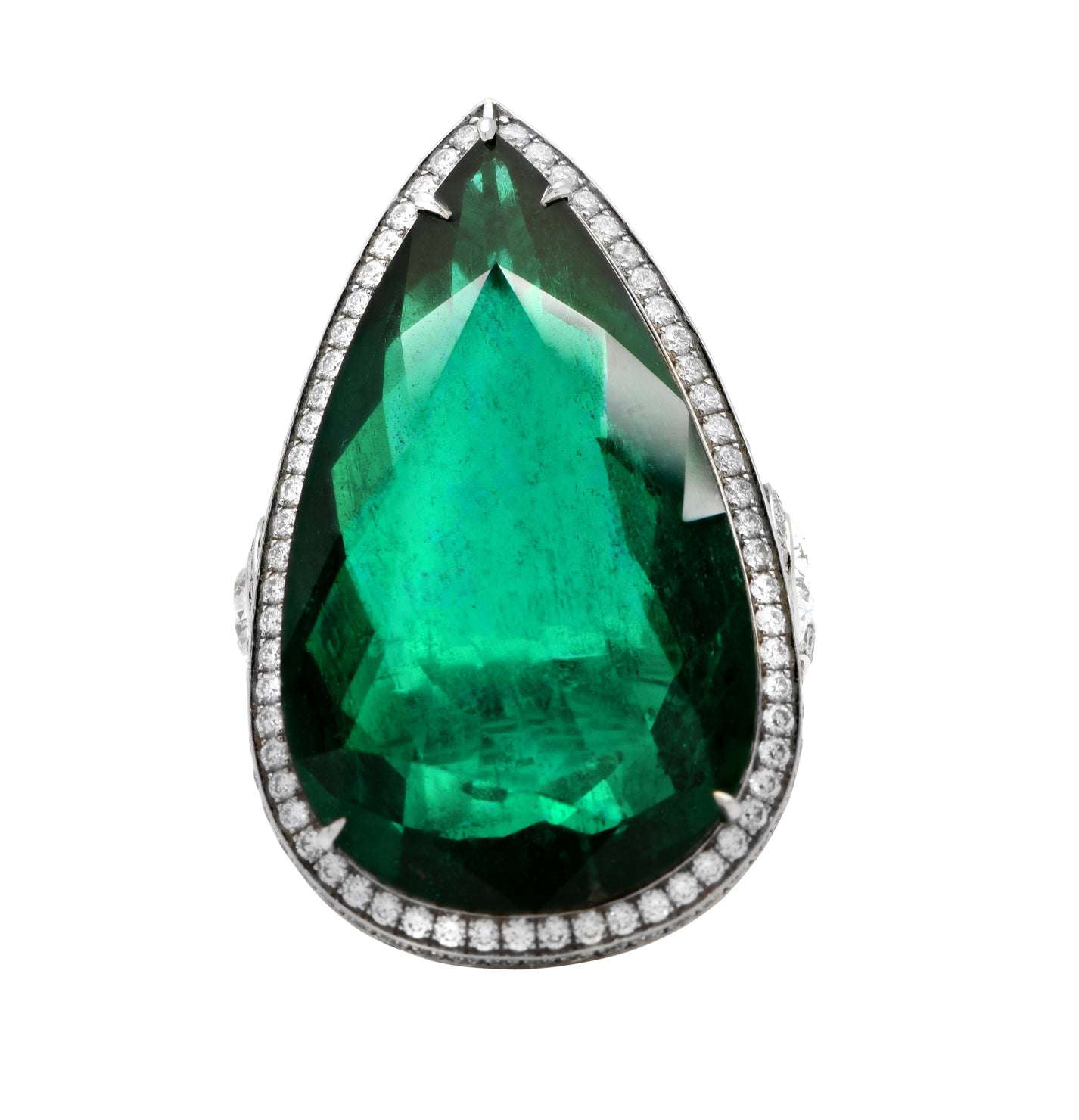 20.47ct Emerald & Diamond Platinum Ring – V49962 Vivid Diamonds