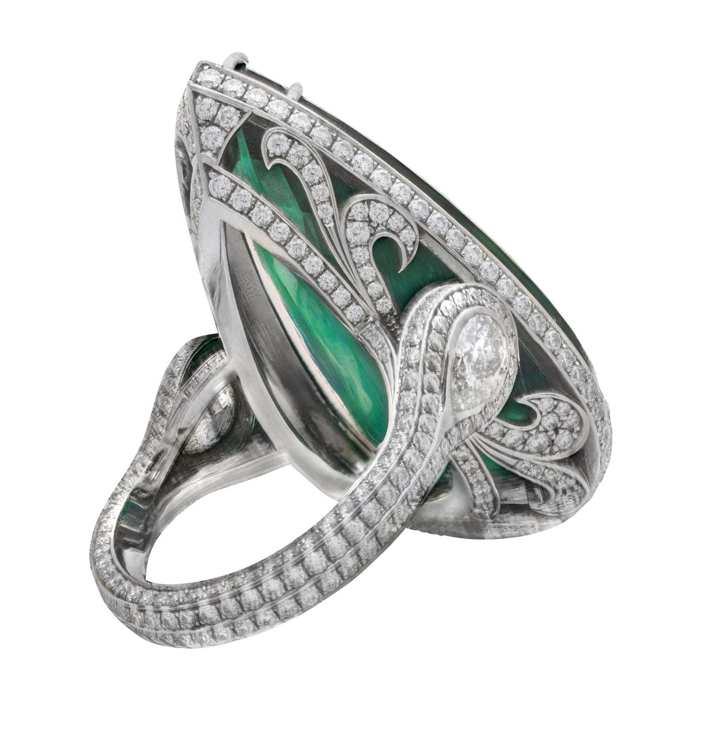 20.47ct Emerald & Diamond Platinum Ring – V49962 Vivid Diamonds