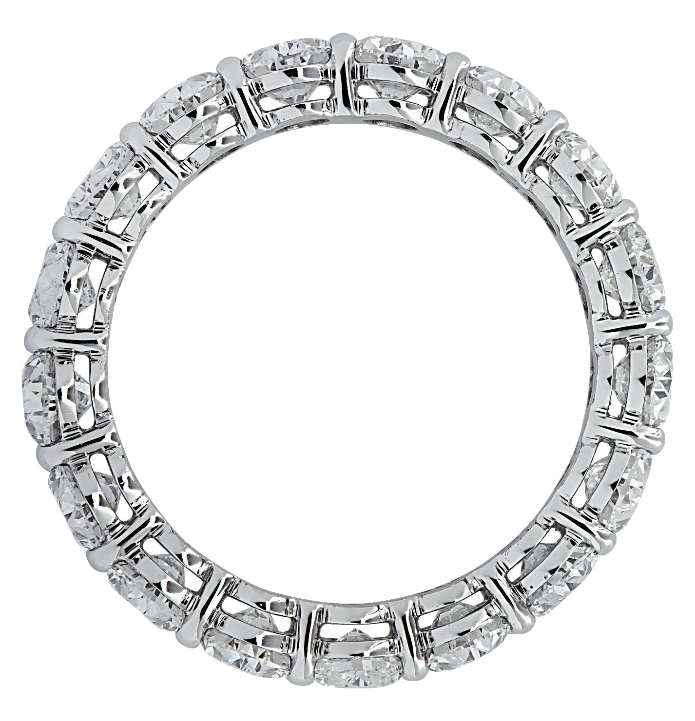 Sophisticated 5.32 Carat Oval Cut Diamond Eternity Band in Platinum by Vivid Diamonds, featuring a continuous circle of radiant oval diamonds for timeless elegance.