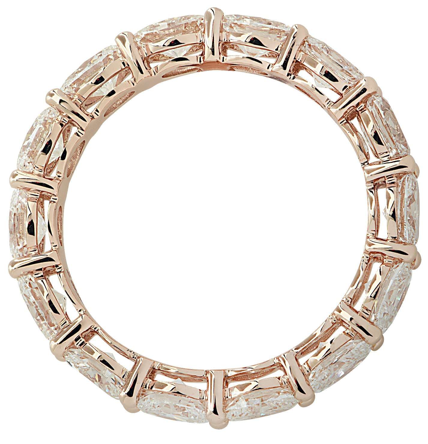 Vivid Diamonds 2.65 Carat East West Diamond Eternity Band in 18K Rose Gold, highlighting the elegant oval diamond arrangement and premium quality craftsmanship.