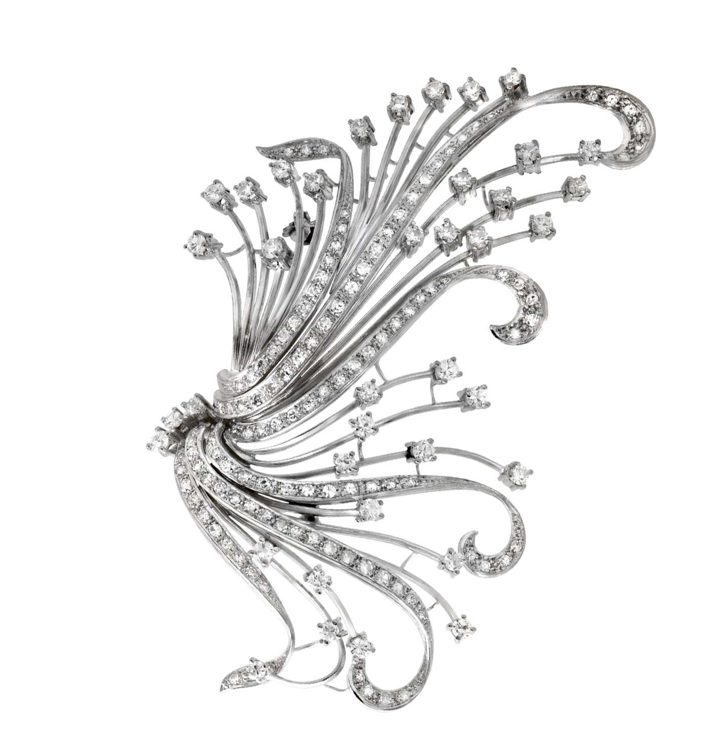 Exquisite 2.50ct Diamond Brooch in 18k White Gold by Vivid Diamonds – An intricate design highlighting the brilliance of diamonds with a sophisticated, luxurious appeal.