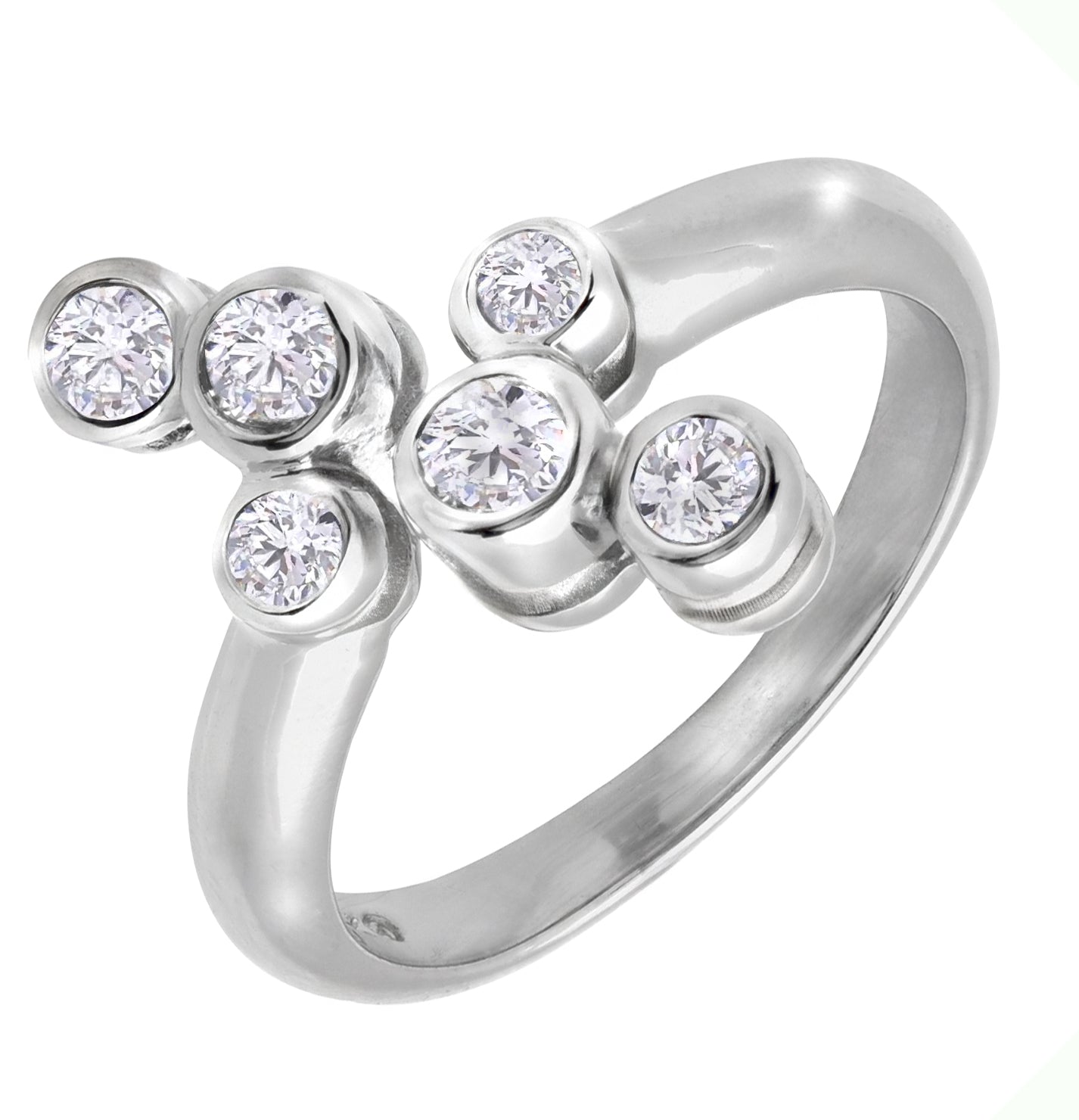 Elegant 14K White Gold Diamond Ring with 0.45 Carats of Round Brilliant Diamonds by Vivid Diamonds, featuring a stylish and contemporary design with sparkling diamonds elegantly set on a polished band.