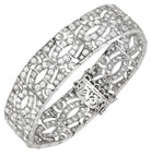 Elegant 11ct Platinum French-Style European Cut Diamond Bracelet by Vivid Diamonds, showcasing intricate design and sparkling diamonds.